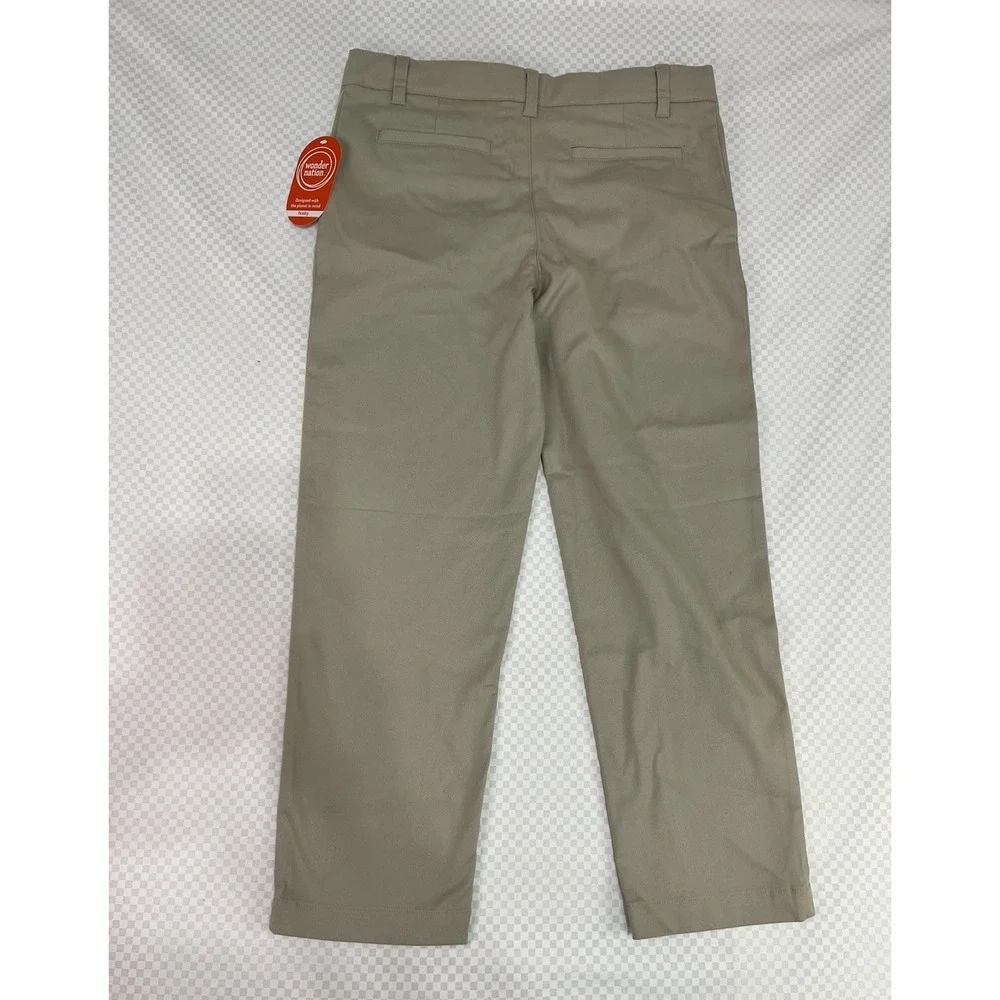 Wonder Nation School Uniform Chino Pants Boys Khaki Stretch Husky Size 10 - Picture 2 of 12